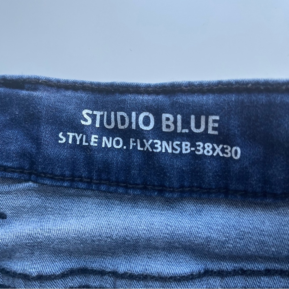 Mugsy Studio Blue Dark Wash Blue Stretch Jeans 38 X 30 - Picture 8 of 11